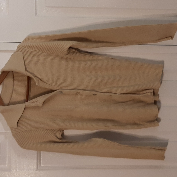 Button up Cardigan, Tan, Medium - Picture 1 of 3